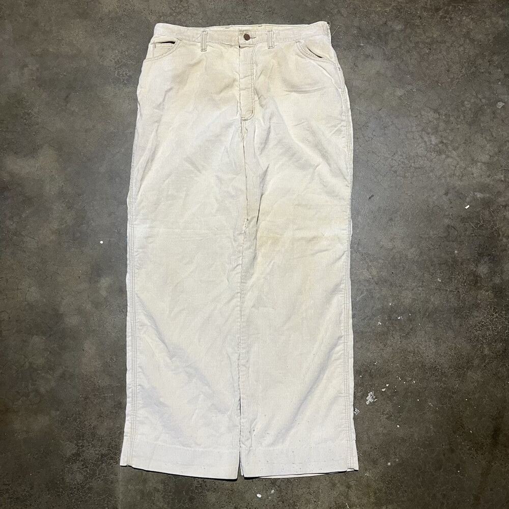 Vintage 70s Wrangler Cream Flared Wide Leg Corduroys 32x30